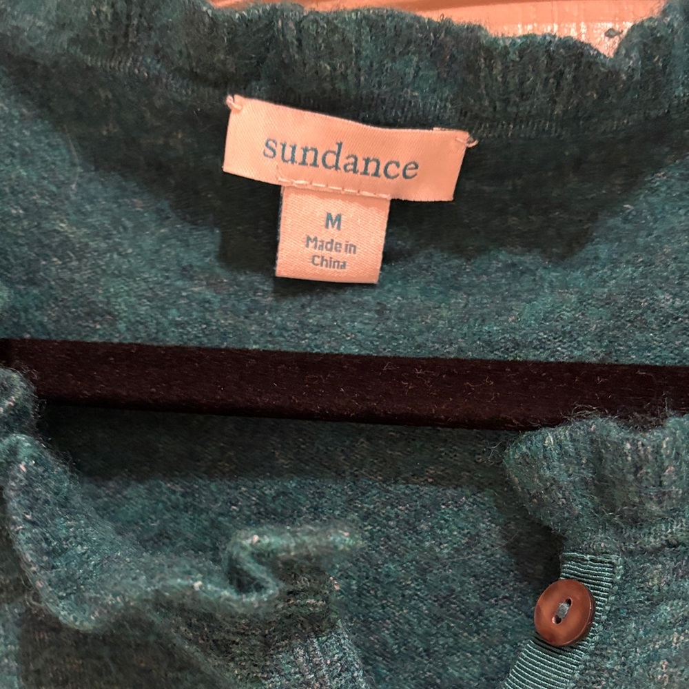 Sundance Teal Long Sleeve Henley Sweater - Picture 2 of 4